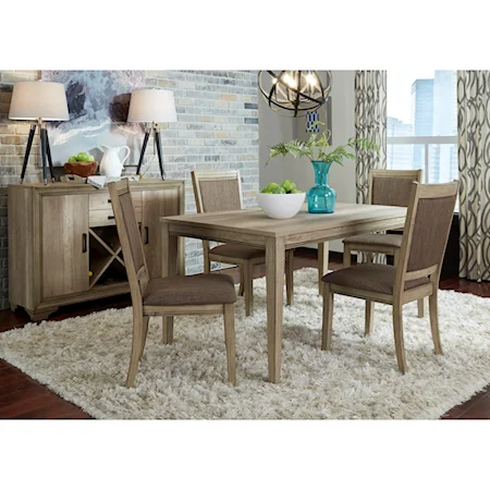 5 Piece Leg Table Set with Upholstered Chairs